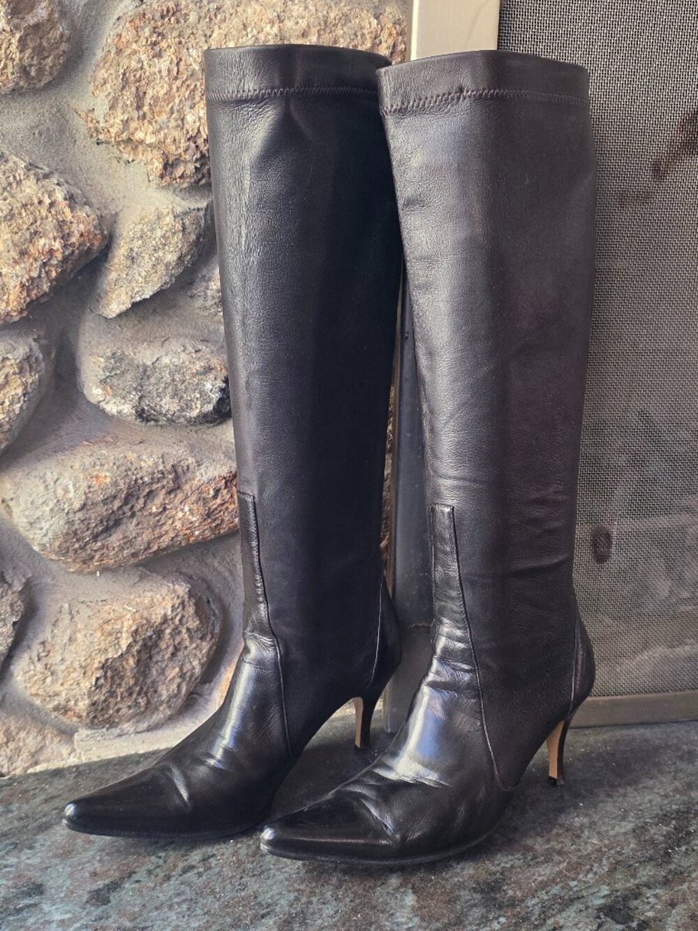 Cole Haan Black Leather High Heel Boots Size 6B
